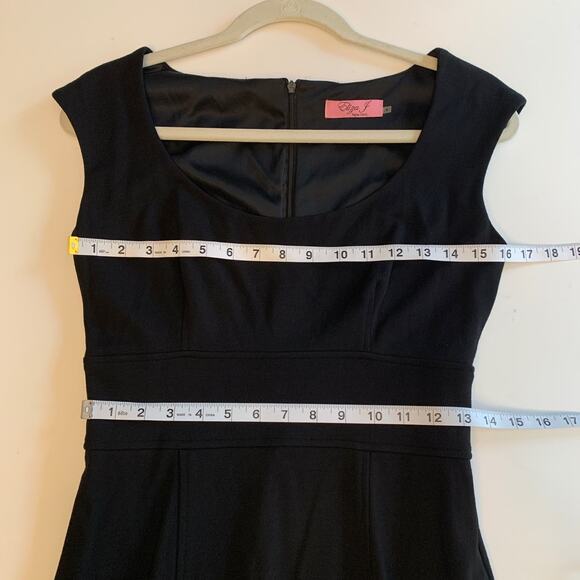 Eliza J Sheath Dress Women 4 Black Boat Neck Knee Length Sleeveless LBD Lined38 - Picture 11 of 14